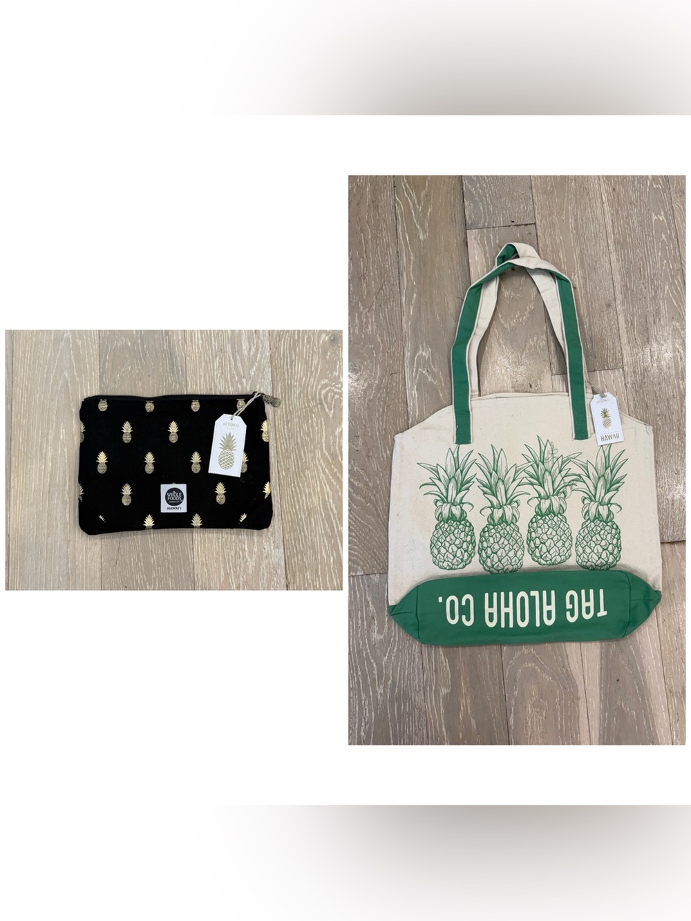 Whole Foods Exclusive Hawaii Designs Pineapple Graphic Tote & Pouch - NWT